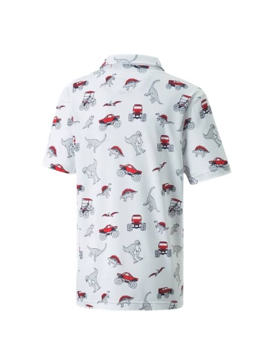 Puma Boys Cloudspun Dino-Mite Polo - Bright White/Ski Patrol