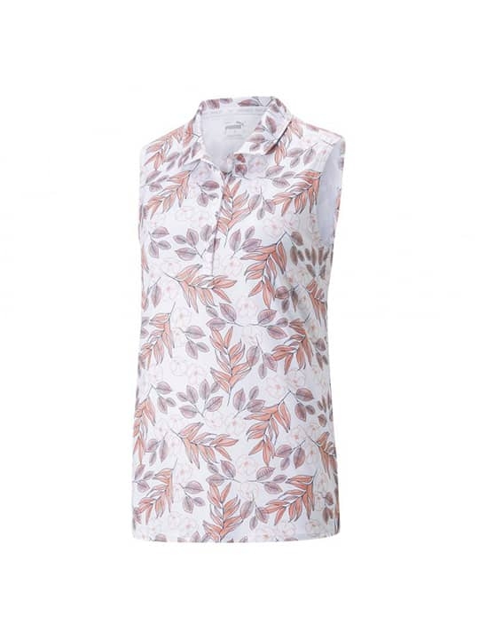 Puma Cloudspun Flora Sleeveless Polo - Womens - Bright White/Carnation Pink