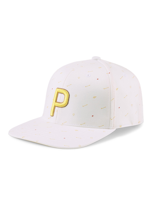 Puma Love Golf P Snapback Cap – Bright White/Mustard Seed